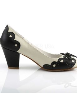 Pumps Klackar Utan Plata höga klackar | Svart 6,5 Cm Retro Vintage Wiggle-17 Pinup Pumps Skor Med Blockklack