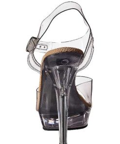 Hoga Klackar Mini Plata höga klackar | Beige Transparent 13 Cm Lip-108 Platform Hogklackade Skor