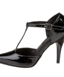 Pumps Klackar Utan Plata höga klackar | Lacklader 10 Cm Vanity-415 T-Strap Pumps Med Hoga Klackar Svart