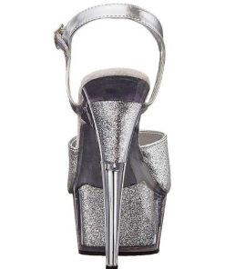 Hoga Klackar Mini Plata höga klackar | Silver Glittriga 15 Cm Delight-609-5G Hogklackade Sandaletter