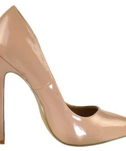 Pumps Klackar Utan Plata höga klackar | Beige Lack 13 Cm Sexy-20 Spetsiga Pumps Med Stilettklackar